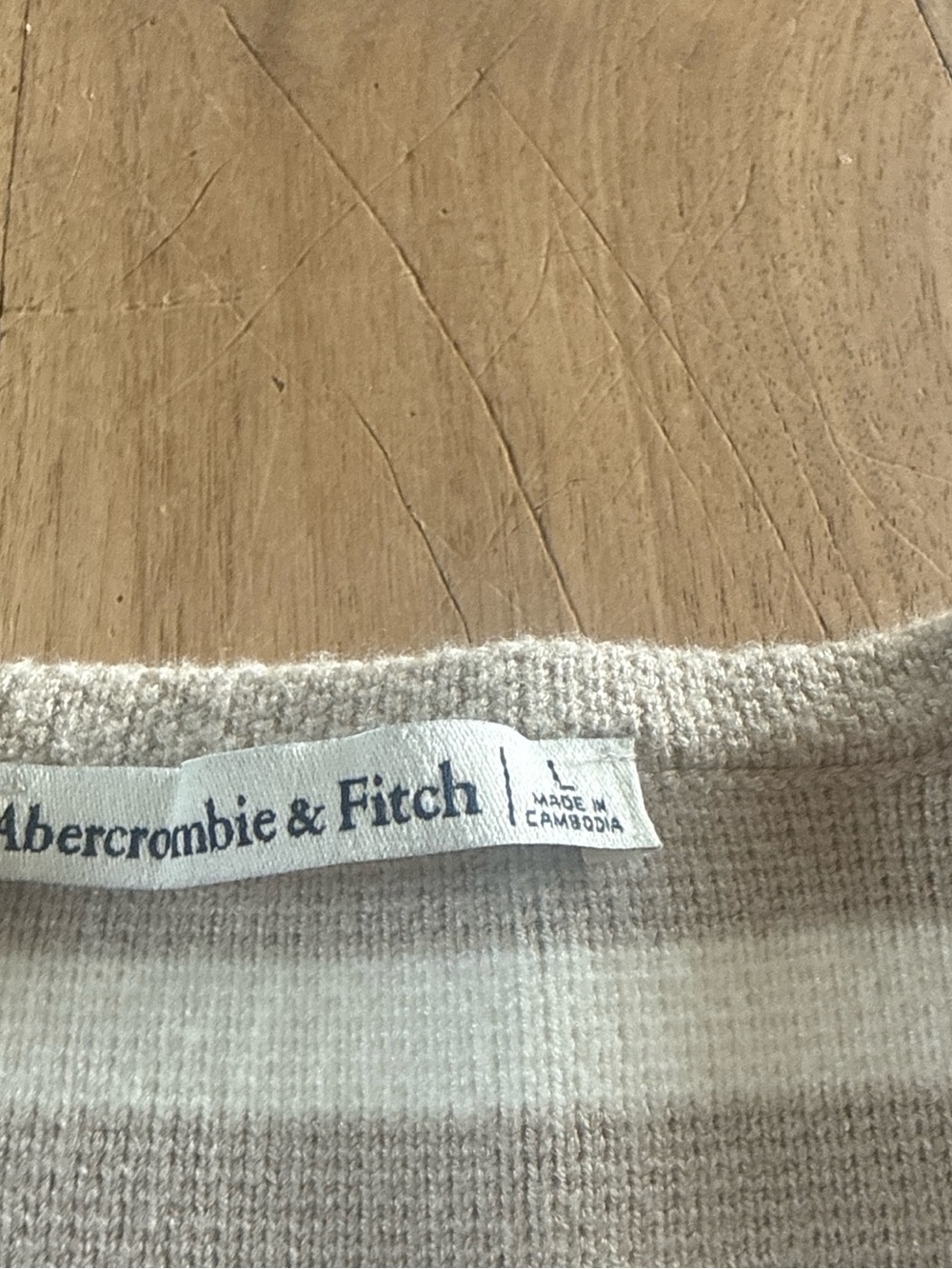 Abercrombie & Fitch Cream and Taupe Striped Button Cardigan - Picture 2 of 2